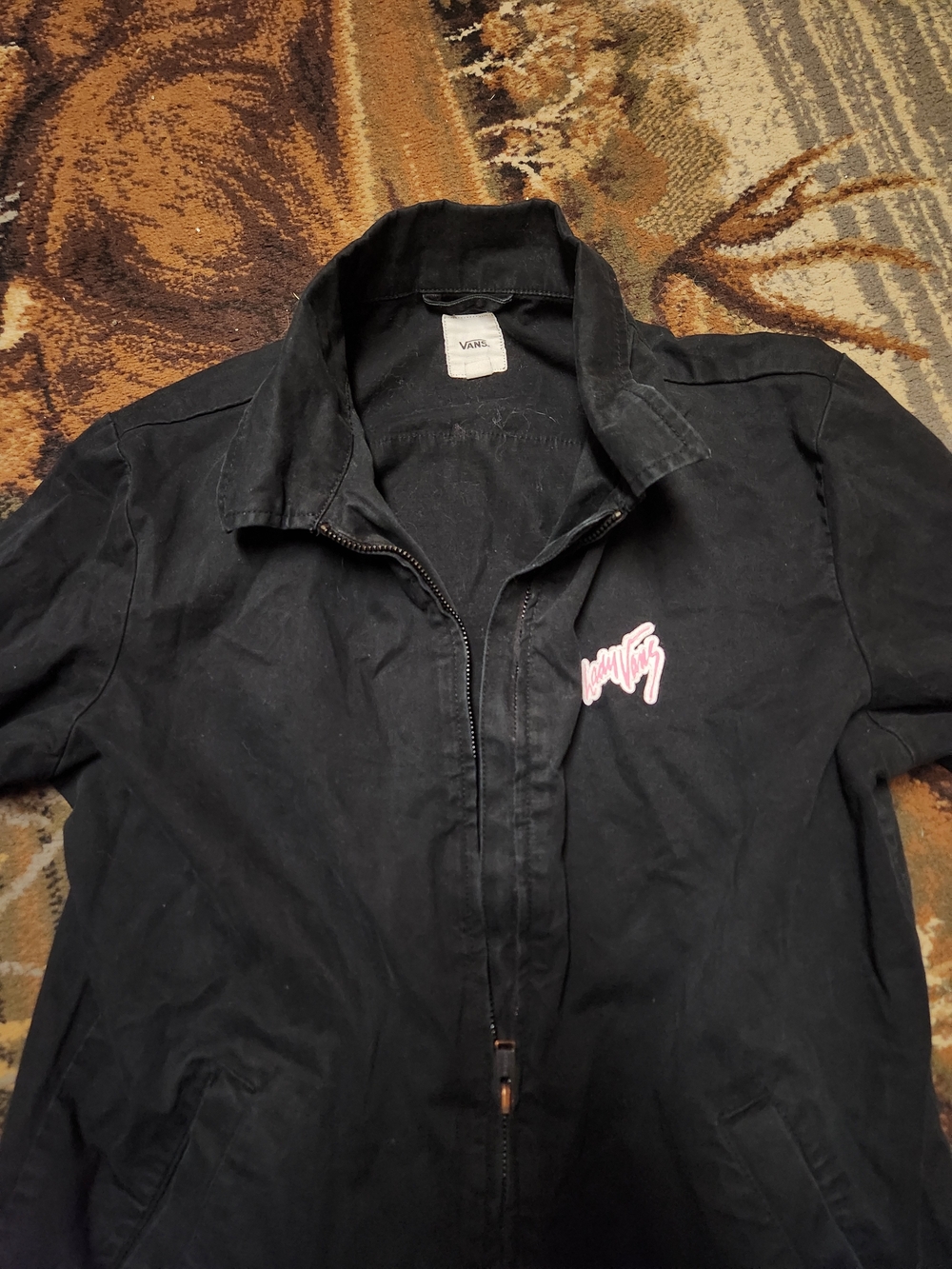 Vans Black Jacket with Pink and White Back Patch - Picture 10 of 13